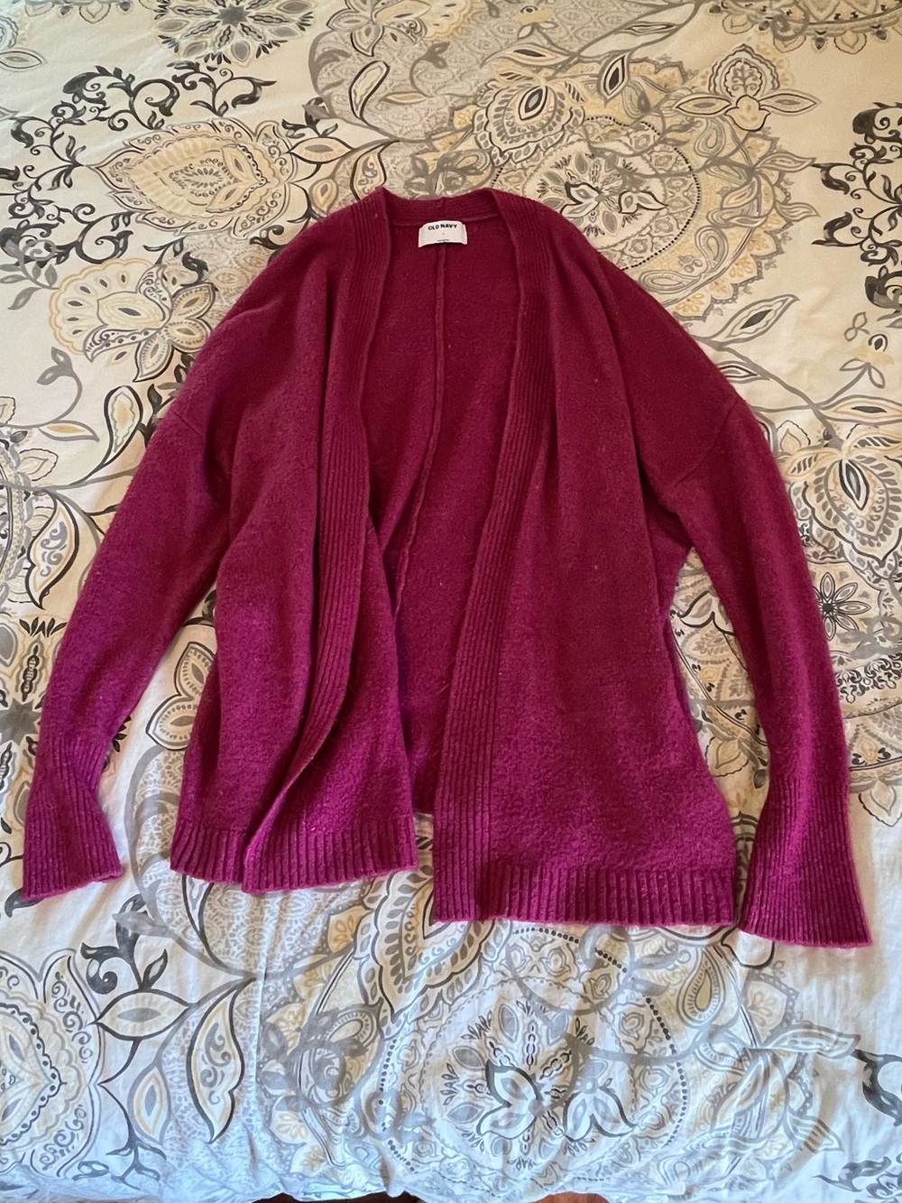 Old Navy Women's Open-Knit Cocoon Cardigan Berry Speckle - Size S